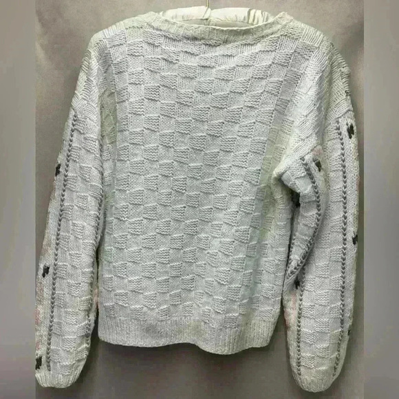 Vintage 1980’s Hunters Run Women’s Small Ivory Floral Design Chunky Sweater - Picture 5 of 5